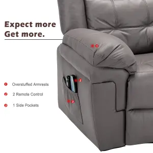 Faux Leather Power Lift Recliner Arm Chair with Massage and Heating Single Sofa for Living Room