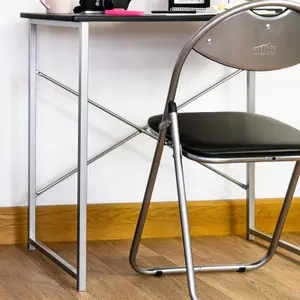 Harbour Housewares - Industrial Office Desk & Chair Set - Black/Black