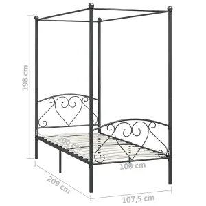 Berkfield Canopy Bed Frame Grey Metal 100x200 cm