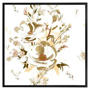 Golden flower print (Picutre Frame) / 12x12" / Oak