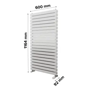 Ximax Champion Duplex FORDH1164600W White Gas Vertical Designer 3509BTU Radiator, (W)600mm x (H)1164mm