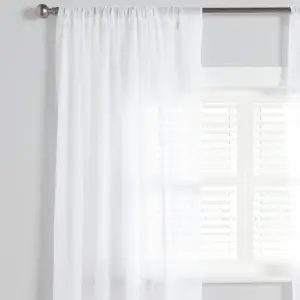 Linen Look Voile Curtains 2 Panels Net Rod Slot Top Pair 55x87", White