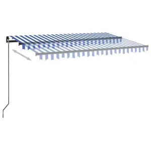 Berkfield Manual Retractable Awning with LED 400x300 cm Blue and White