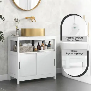 COSTWAY Bathroom Under Sink Vanity Cabinet with 2 Sliding Door