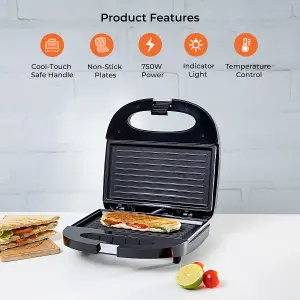 Geepas 3-in-1 Egg Boiler Poacher, Panini Sandwich Press & 1.8L Electric Kettle Kitchen Combo Set