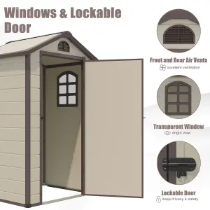 Costway Outdoor Storage Shed Weather Resistant Garden Shed w/ Lockable Door& Air Vents