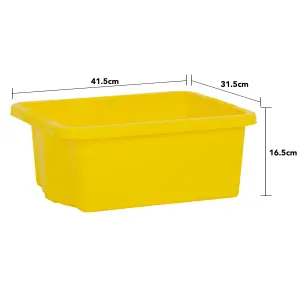 Wham 4x Stack & Store 16L Mixed Colour Plastic Storage Boxes. Home, Office, Classroom, Playroom, Toys, Books. L42 x W32 x H17cm