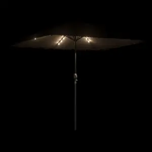 Berkfield Garden Parasol with LEDs and Steel Pole Brown 248x248x248 cm