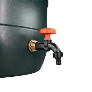 Water Butt Replacement Tap BRASS Metal Lever UK Bib Outlet Barb Quick Hosepipes  Plastic Dial Tap (Black) 1"