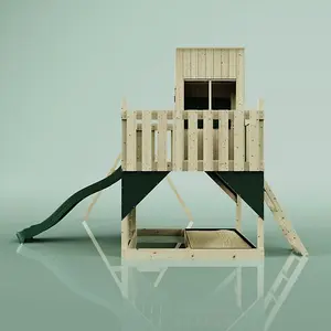 Rebo PolarPlay Kids Climbing Tower & Playhouse - Swing Kari Green