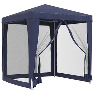 Berkfield Party Tent with 4 Mesh Sidewalls Blue 2x2 m HDPE