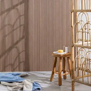 Naturewall Reeded Waterproof Walnut -  2.4m x 12cm - Pack of 3