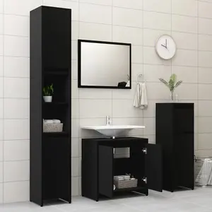 Berkfield 3 Piece Bathroom Furniture Set Black Engineered Wood