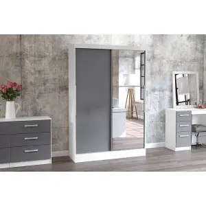 Birlea Lynx 2 Door Sliding Wardrobe With Mirror White & Grey