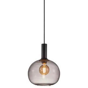 Nordlux Alton 25 Indoor Living Dining Glass Pendant Ceiling Light in Black (Diam) 25cm