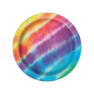 Unique Party Tie Dye Rainbow Party Plates (Pack of 8) Multicoloured (One Size)