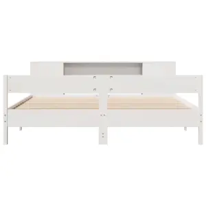 Berkfield Bookcase Bed without Mattress White 200x200cm Solid Wood Pine