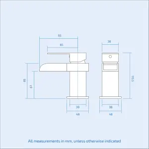 Nes Home Palmer 300 mm Bathroom Wall Hung Cloakroom Basin with Waterfall Mono Tap & Waste