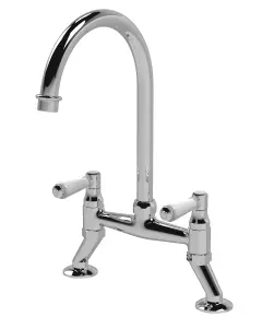 Traditional Bridge Mixer Kitchen Tap with Lever Handles - Chrome