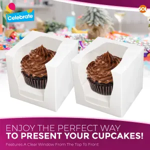 12pk White Cupcake Boxes Single 9x9x9cm  Single Cupcake Boxes With Window For Any Occasions Individual Boxes