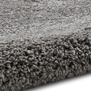 Grey Plain Shaggy Modern Plain Easy to Clean Rug Soft For Dining Room -80cm X 150cm