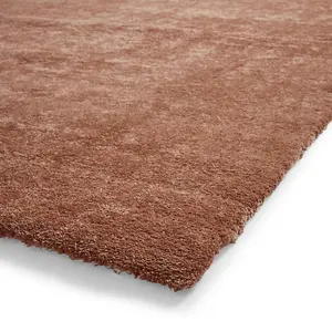 Terracotta Plain Shaggy Rug, 17mm Thickness Stain-Resistant Rug, Modern Rug for Bedroom, & DiningRoom-120cm X 170cm