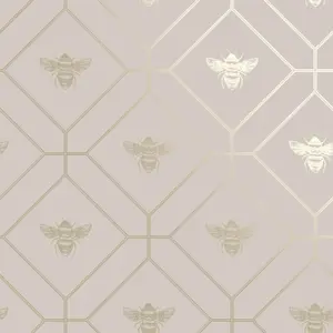 Holden Decor Honeycomb Bee Pink Geometric and Insects Smooth Wallpaper