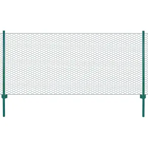 Berkfield Wire Mesh Fence with Posts Steel 25x1 m Green