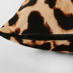 4 Pack Leopard Matte Velvet Cushion Covers, Brown - 45 x 45cm