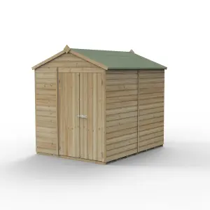 Forest Garden Beckwood 8x6 ft Apex Natural timber Wooden 2 door Shed with floor