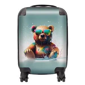 Splashart Bear In Glasses Suitcase - Mini Cabin