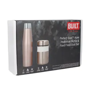 BUILT Apex 2 Piece Insulated Water Bottle & Food Flask Lunch Set, Rose Gold