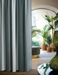 Home Curtains Seville Printed Stripe Lined 46w x 48d" (117x122cm) Green Pencil Pleat Curtains (PAIR) With Tiebacks Included