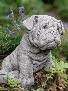 Cute Bulldog Pup Garden Ornament