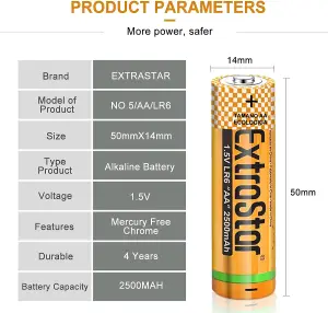 Extrastar AA Alkaline Batteries 1.5V, 12 pieces