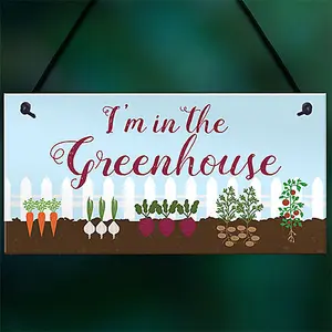 Red Ocean Im In The Greenhouse Sign Hanging Wall Door Plaque Garden Shed Summerhouse Sign Gift For Him Her Friendship Gift