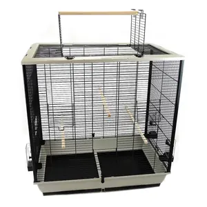 The Waldorf Bird Cage with Opening Top and Perches - Grey