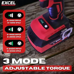 Excel 18V Cordless Brushless 1/2'' Impact Wrench with 1 x 4.0Ah Battery Charger & Bag