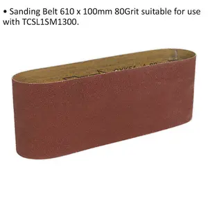 High-Quality 100mm x 610mm Sanding Belt - 80 Grit Aluminium Oxide for Optimal Performance