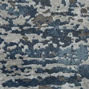 Grey Navy Abstract Modern Easy to Clean Rug For DiningRoom Bedroom and Living Room -160cm X 220cm