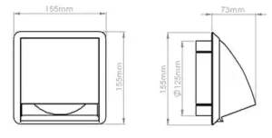 125mm White Plastic Cowled Outlet with Gravity Flap (5" Spigot)