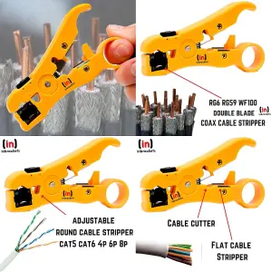 Coax Cable Stripper Cutter Tool for Coaxial RG6 RG59 RG11 RG59 WF100 CAT5E CAT6