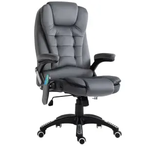 Vinsetto Massage Office Chair Recliner Ergonomic Gaming Heated Home Padded Velvet-Feel Fabric Grey