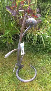 Kingfisher on Reeds Garden Ornament Sculpture with an Aged Bronze Finish