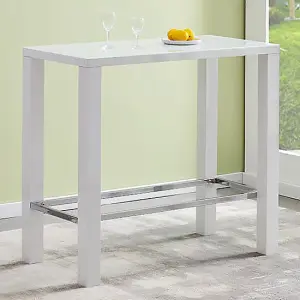 Jam Rectangular Glass White Bar Table 4 Coco Black Stools