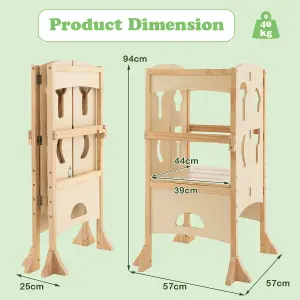 Costway Kids Kitchen Step Stool Height Adjustable Folding Toddler Kitchen Wooden Helper