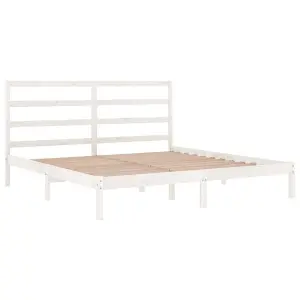 Berkfield Bed Frame White Solid Wood Pine 200x200 cm