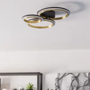 EGLO Calliera Black & Brass Steel LED Circle Modern Ceiling Light