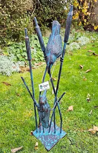 Birds on Reeds Garden Sculpture Statue Ornament