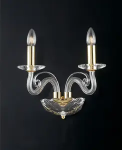 Luminosa EPOQUE Twin 2 Light Candle Wall Light Gold, Crystal 36x31x23cm